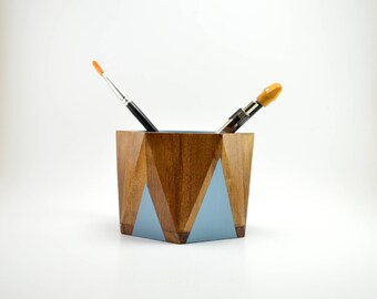 Wooden Pencil Cup, Succulent Planter, Pencil Holder, Desk Accessory, Office Accessory, Wooden Brush Cup, Pen Cup, Wooden Cup