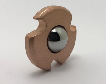 Plier Spinning Top - 1.7" Saturn 3 Bottle Opener (Tumbled Copper over .75" Tungsten Carbide)