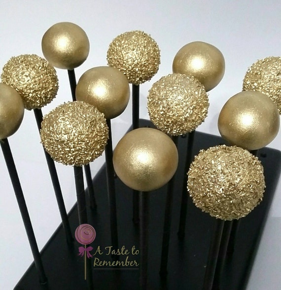 12 Gold Cake Pops by ATasteToRemember Etsy