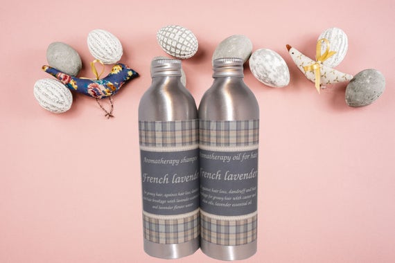 Organic aromatherapy shampoo and oil against hair loss and dandruff "French lavender" 250+250