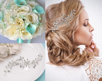 Wedding hair vine, Rhinestone bridal flexible hair vine, Crystal Vine Comb, bridal hair accessories, wedding hair accessories, 205556846