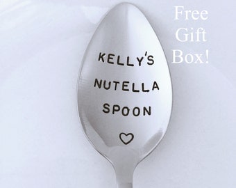 Nutella Spoon-With YOUR Name! Hand Stamped Spoon-Birthday Gift-Nutella Lover-Best Selling Item-Gift under 20-