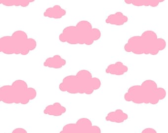 Pink clouds flannel fabric