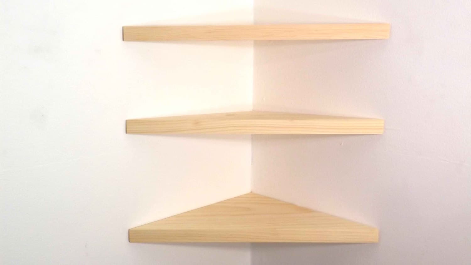 Set of 3 18 Inch Wide Floating Corner Shelves 1 Thick
