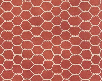 Early To Rise Red Chicken Wire Fabric - Danhui Nai - Wilmington Prints - by the half yard - 100% Cotton