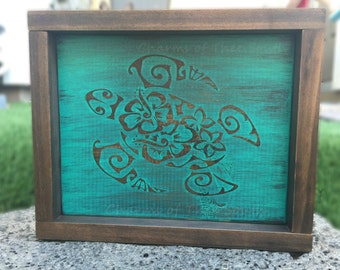 Sea Turtle - Sea Turtle Sign - Hawaiian Decor - Hawaiian Sign - Tribal Turtle - Honu Sign