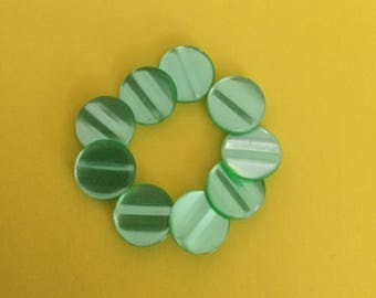 Vintage Plastic Buttons Lot of 9 - Self Shanked Shimmering Green