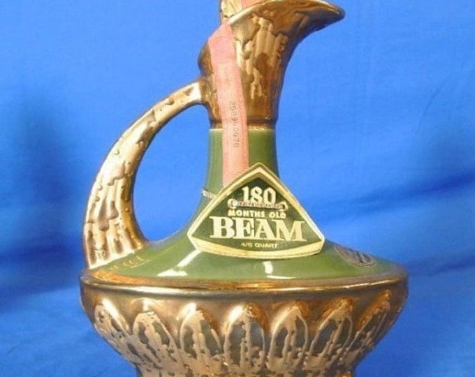 Storewide 25% Off SALE Vintage Original Jim Beam Liquor Decanter Featuring 180 Month Old Label As An Italian Style Pitcher Design