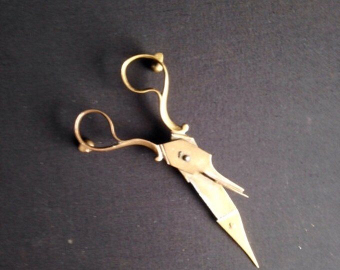 Storewide 25% Off SALE Antique Ornately Scribed Solid Brass Flare Winged Candle Wick Scissor Trimmers Featuring Delicate Engraved Victorian