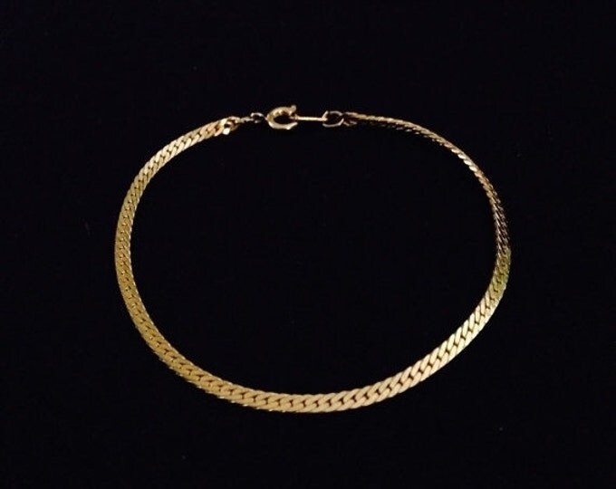 Storewide 25% Off SALE Vintage Gold Tone Interlocked Herringbone Bracelet Featuring Wonderful Slim Design Style