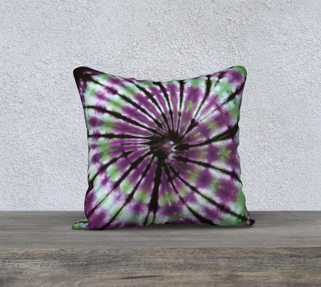 Outdoor Tie Dye Throw Pillow Purple Black
