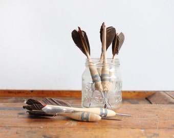 Set of 8 Vintage French Turkey Feather Darts