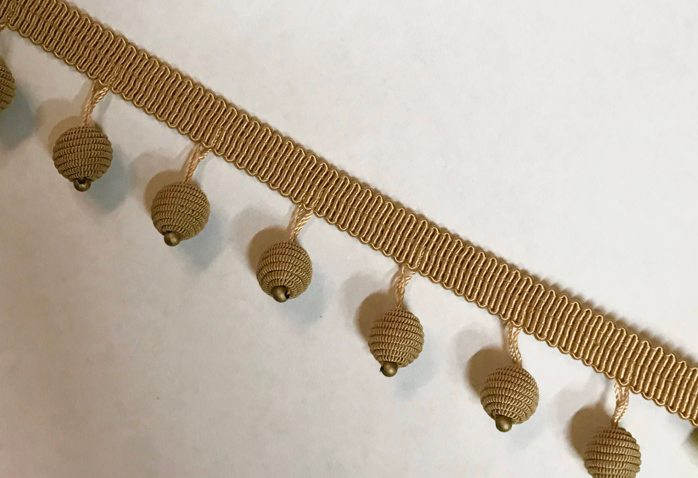 Gold Beaded Ball Fringe By The Yard from ShopMyFabrics on Etsy Studio