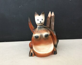Ceramic Kangaroo Dresser Caddie - Vintage Fine Entertainment 1956 - Holder - Pulp Fiction - Prop - Display - Jewelry Holder - Retro