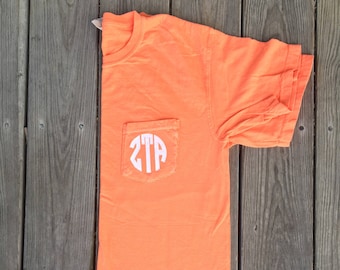 Zeta Tau Alpha Comfort Colors Pocket Tee, Big Little Pocket Tee, Comfort Colors Shirt, Monogram Pocket Tee, Sorority Monogram, Zeta Shirt