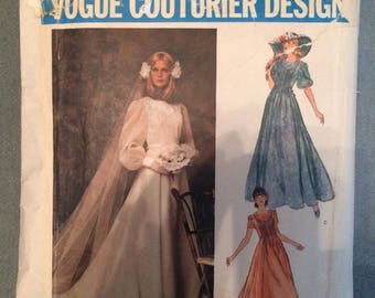 Belinda Bellville Vogue Couturier Design 1155 Wedding Dress Pattern Sz 10 S 4 6 Puff Sleeve Train