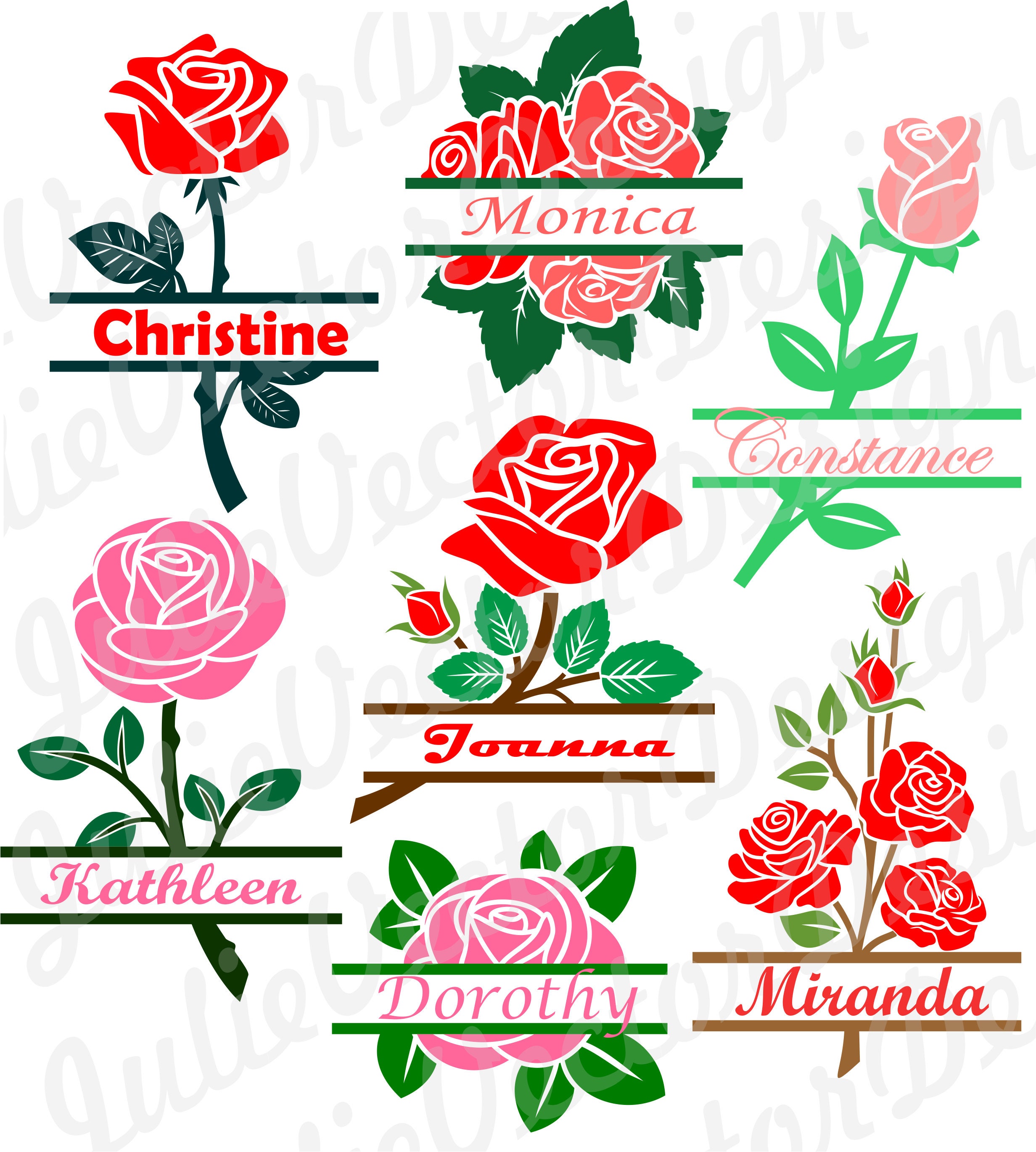 Flower Split Monogram Frames svg Flower SVG Files Floral