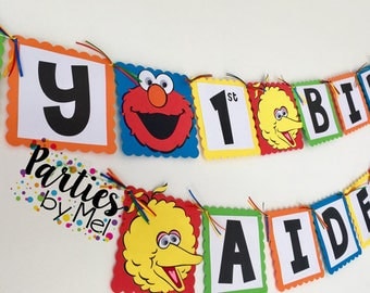 Sesame Street Birthday Banner- Sesame Street Birthday Party-Sesame Street paper banner-Sesame Street Sign-Elmo Banner-Elmo Birthday Banner