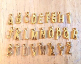 Your Choice! Gold Letter Charms, wine charms, charms for jewery making, silve charms, alphabet charms, name jewelry, monogram jewelry