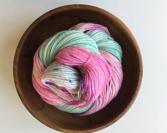 Barbie's Dream House | Hand-dyed speckled yarn, DK, 58/42 Superwash Ultrafine Merino/Mulberry Silk, Single-ply
