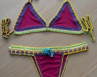 Fabric and Crochet Bikini, women swimwear, women swimsuit, fabric and crochet bottom, 2017 Summer Trends /// FORMALHOUSE