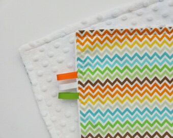 Minky baby blanket. Multicolour chevron