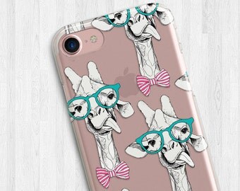 Giraffe Hippie Animal Clear Case For iPhone 6s, iPhone 6 Plus, iPhone 7 case, giraffe, Galaxy S6, S7 Edge, giraffe iphone case