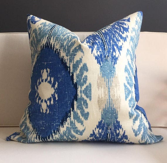 Pillow Cover Blue Ikat Pillow Cover BLEND