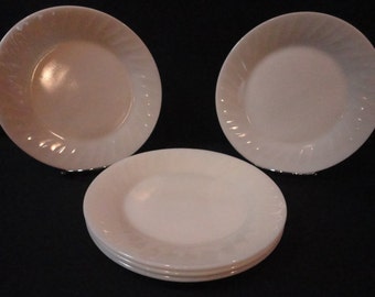 Vintage Fire King Ovenware Restaurant Heavy Ivory Swirl 9" Plates
