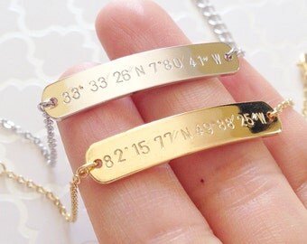 Dainty Personalized Bracelet, Coordinate Jewelry, Latitude Longitude Bracelet, friendship bracelet - 5BR