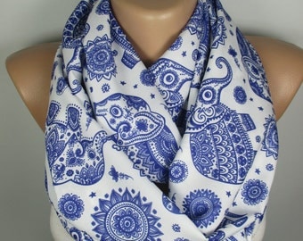 Elephant Scarf Circle Scarf Animal Scarf Infinity Scarf Elephant Print Scarf Fall Winter Fashion Accesories Christmas Gift For Her For Women