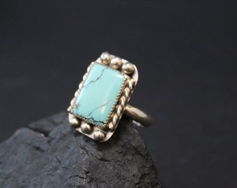 Sterling Silver and Faux Turquoise Native American Southwestern Ring (AS IS)