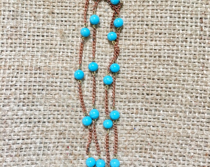 Turquoise Rosary, Rosary Necklace, Turquoise Necklace, Copper Necklace, Beaded Necklace, Chain Necklace, Copper Jewelry, Rosary Inspired