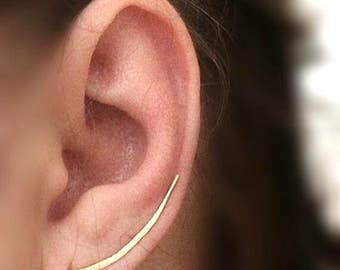 Ear Climber Earrings, Silver Sterling,Minimalist Silver Earrings, Simple Silver Ear Climbers, Everyday Earrings, Earring Pin, Bar Earrings
