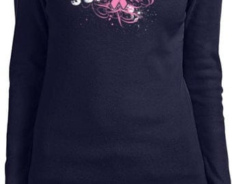 Ladies Breast Cancer Awareness Shirt Survivor Wings Long Sleeve Tee T-Shirt 18007-5001
