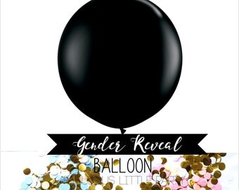 36" Gender Reveal Balloon Pink and Blue, Giant Confetti Balloon, Gender Reveal Party Baby Shower, Photo Props, Its a Boy, Its a Girl, Black