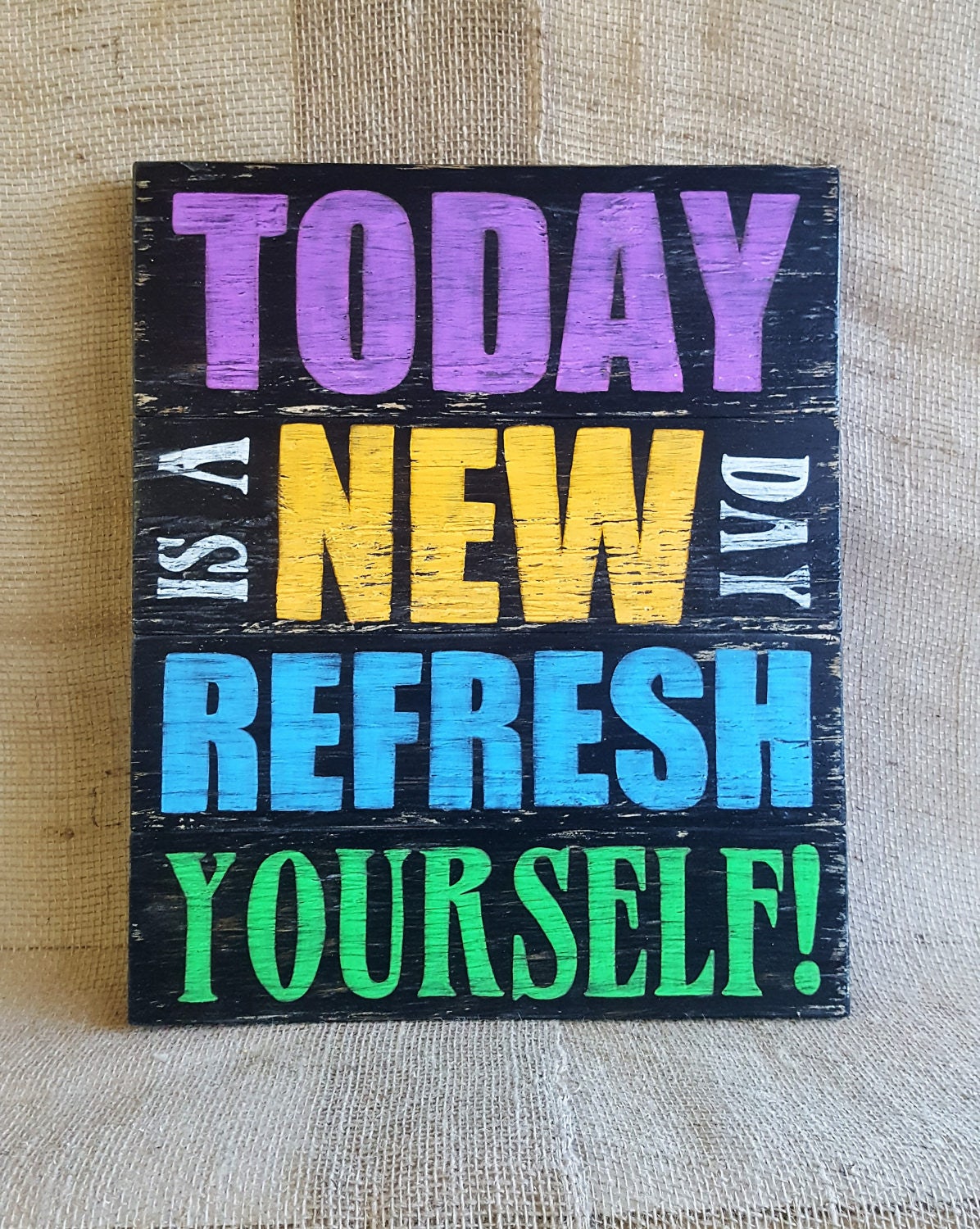 Today is a new day REFRESH yourself Teen motivational sign