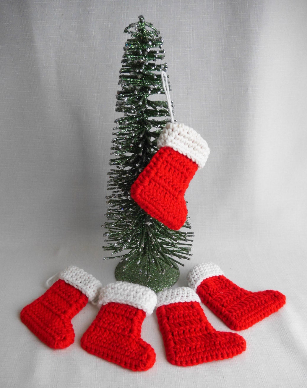 Crocheted Stocking Ornament Gift Card Holder Christmas Tree