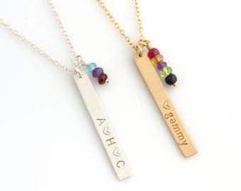 Personalized Mom Necklace with Birthstones/Mothers Birthstone Necklace/Birthstone Family Tree Necklace/Grandmother's Necklace/Mom Gift/N292