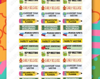 Teacher Planner Sticker Sheet for your Erin Condren Life Planner, Teacher Planner, Happy Planner, or any monthly planner!