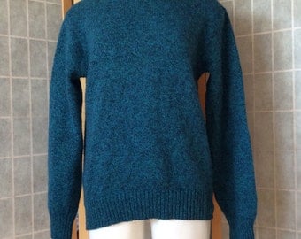 Vintage 1990's Puitan Knit Wool Teal Blue Sweater L