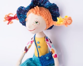 Pippi doll Pippi Longstocking Fabric doll Аrt doll Handmade Rag doll Doll rag Doll birthday Gift for girls Gift for girl Decor doll Doll