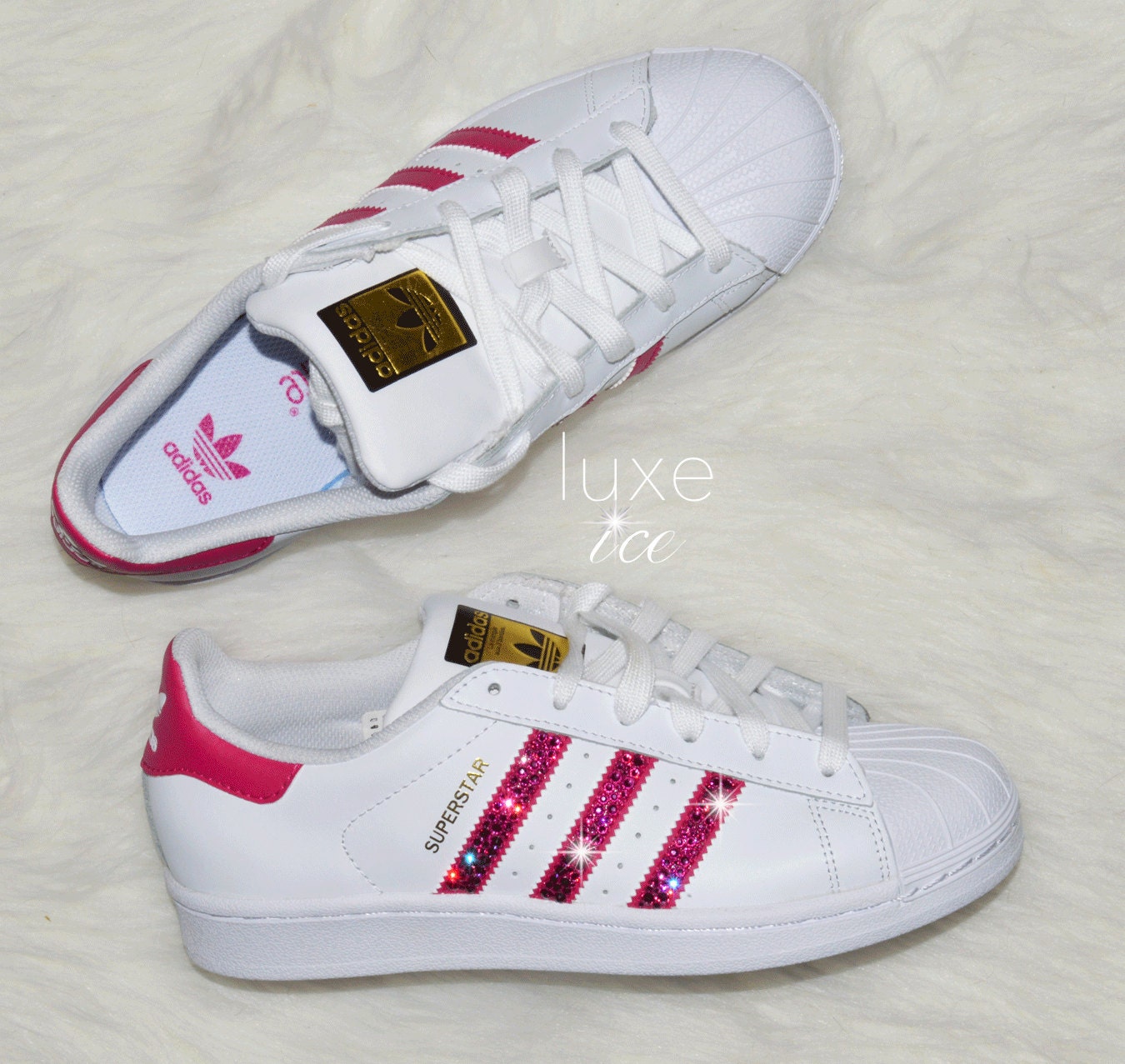 Adidas Original Superstar White/Bold Pink with by ShopLuxeIce