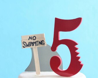 Shark Cake Topper Kit, No Swimming, DIY Birthday Cake, overthetopcaketopper