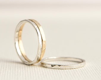 Stacking Rings - Gold Silver Stacking Rings - Thick Stacking Rings - Mixed Metal Rings - Gold Stack Rings