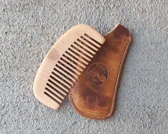 Beard Comb - Men's Comb - Leather Comb Cover - Made To Order - Handmade - Colorado - Pocket Comb - Horween Chromexcel - Free Shipping