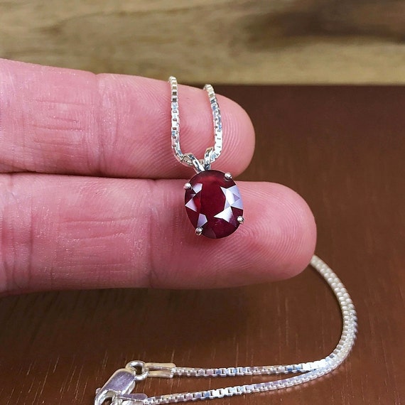 Ruby Necklace Genuine Ruby Pendant Wedding Jewelry Oval