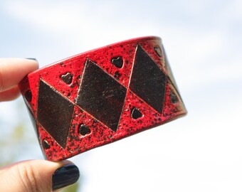 SuicideSquad Harley Quinn Splatter Cuff, harely quinn cuff, joker cuff, harley quinn bracelet, harley quinn costume cuff