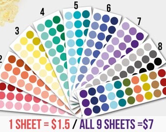 Crayon-Inspired Dot Stickers for Life Planners, Dots Circles, Dot Circle Sticker, Circle Planner, DISCOUNTED