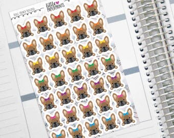 35 Frenchie Dog Stickers - "I Heart My Fawn Frenchie" Stickers - Exclusive Dog Puppy French Bulldog Animal Decorative Planner Stickers